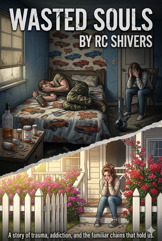 Wasted Souls book cover by RC Shivers - Literary Drama